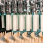 Industrial ice cream manufacturing on a production line